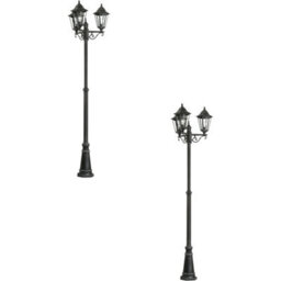 2 Pack Ip44 Outdoor Bollard Lights In Black And Silver Patina - Modern Aluminium Design