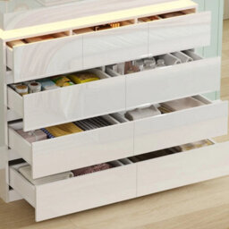 White High Gloss Chest Of Drawers With Led Lights 9 Drawer Storage Cabinet New - thumbnail 3