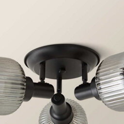 Valuelights Calpe 3 Way Matte Black Adjustable Ceiling Spotlight With Ribbed Smoked Shades - thumbnail 5