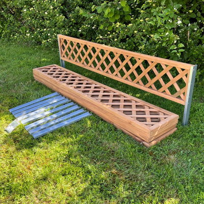 Selections Set Of 5 Wooden Framed Square Trellis Panels (180Cm X 30Cm) With Brackets - image 1