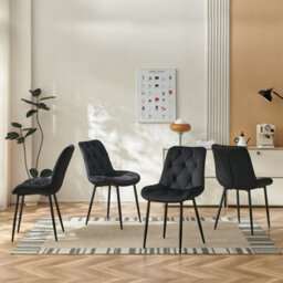 Sonara Set Of 4 Modern Velvet Dining Chairs With Ergonomic Upholstered Seats And X-Shaped Metal Legs - thumbnail 1