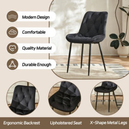 Sonara Set Of 4 Modern Velvet Dining Chairs With Ergonomic Upholstered Seats And X-Shaped Metal Legs - thumbnail 6