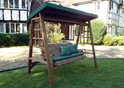 Charles Taylor Trading Dorset Three Seat Swing - W225 X D124 X H196 - Fully Assembled - Green - image 1