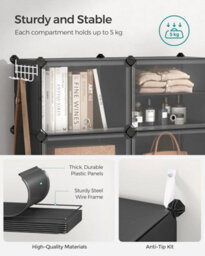 Songmics Storage Unit, 6-Compartment Shoe Cabinet With Plastic Panels, Black - thumbnail 4