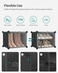 Songmics Storage Unit, 6-Compartment Shoe Cabinet With Plastic Panels, Black - thumbnail 6