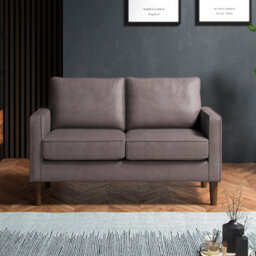 Furnishings For Less UK Bexhill Grey Faux Leather  Boxed Arm 2 Seater Sofa - thumbnail 2