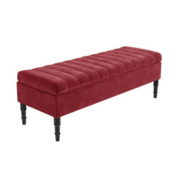 Safar 150Cm Ottoman Storage Bench - Plush Velvet Shoe Bench - Red Lined Upholstery Storage Footstool - thumbnail 4
