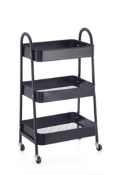 Urbn-Living Urbnliving Height 79.5Cm 3 Tier Black Shelf Metal Slim Storage Trolley Cart With Castor Wheels Bathroom Organiser - thumbnail 2