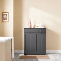 Sobuy Bzr33-Ii-Dg,clothes Cabinet Wardrobe Storage  Wood 78Cm Wide,grey,w78Xd38.5Xh90.5 - thumbnail 2