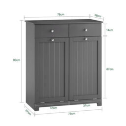 Sobuy Bzr33-Ii-Dg,clothes Cabinet Wardrobe Storage  Wood 78Cm Wide,grey,w78Xd38.5Xh90.5 - thumbnail 3