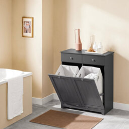 Sobuy Bzr33-Ii-Dg,clothes Cabinet Wardrobe Storage  Wood 78Cm Wide,grey,w78Xd38.5Xh90.5 - thumbnail 4