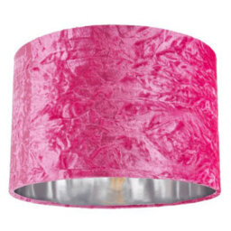 Happy Homewares Modern Pink Crushed Velvet 12 Table/pendant Lamp Shade With Shiny Silver Inner