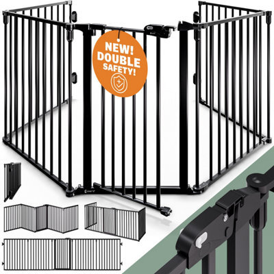 Casaria 5 Section Foldable Metal Fireplace Safety Gate With Safety Door Lock, Foldable, 306X77Cm, Fireplace Safety Gate Barrier - image 1