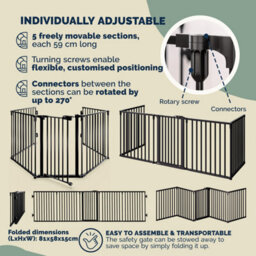 Casaria 5 Section Foldable Metal Fireplace Safety Gate With Safety Door Lock, Foldable, 306X77Cm, Fireplace Safety Gate Barrier - thumbnail 3