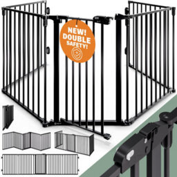 Casaria 5 Section Foldable Metal Fireplace Safety Gate With Safety Door Lock, Foldable, 306X77Cm, Fireplace Safety Gate Barrier - thumbnail 1