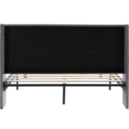 Matteo 4Ft6 Double Bed Frame - Winged Headboard Velvet Upholstered Grey - thumbnail 7