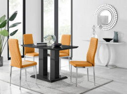 Furniturebox Imperia 4 Modern Black High Gloss Dining Table And 4 Mustard Modern Milan Chairs Set - thumbnail 1