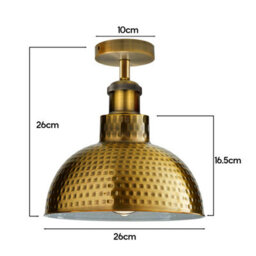 Vintage Semi Flush Mount Ceiling Light With E27 Base 22Cm Metal Cone Shade For Kitchen, Living Room Red With Bulb - thumbnail 3
