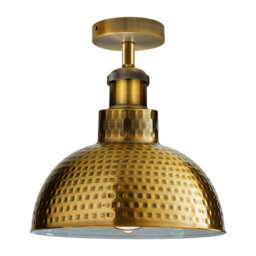 Vintage Semi Flush Mount Ceiling Light With E27 Base 22Cm Metal Cone Shade For Kitchen, Living Room Red With Bulb