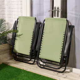 Ohs 2 X Garden Reclining Zero Gravity Patio Sun Lounger Folding Chair Outdoor - Sage - thumbnail 3