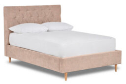 Divan Base Direct Solstice Modern Tall Chesterfield Fabric Bed Base Only 4Ft6 Double- Brecon Mushroom - thumbnail 1