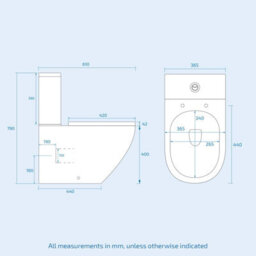 Nes Home Matte Grey 600mm Wall Hung 2 Drawer Vanity Unit & Close Coupled Toilet - thumbnail 8