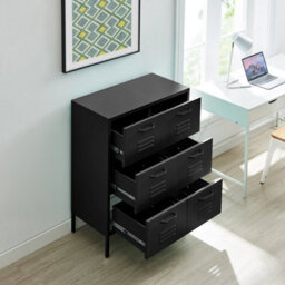 Furniturebox Uk Teksi Black Metal 6 Drawer Sideboard - thumbnail 3