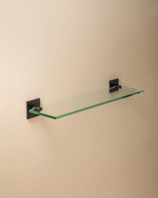 Cosmic  Glass Bathroom Shelf, Bathroom Organizer, 40Cm, Self-Adhesive, Black, Stick Collection - image 1