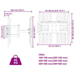 Berkfield Tv Wall Mount For 26-70 Inch Screen Max Vesa 400X400 mm 40Kg - thumbnail 9