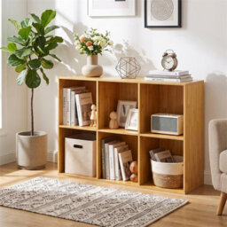 Yellow 6 Cube Bookcase Modern Horizontal/vertical Bookshelf Display Rack Organizer - thumbnail 5