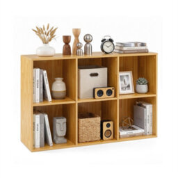 Yellow 6 Cube Bookcase Modern Horizontal/vertical Bookshelf Display Rack Organizer - thumbnail 4