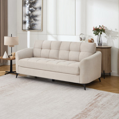 More4Homes Solna 3 Seater Scandi Style Fabric Living Room Sofa (Beige) - image 1