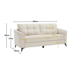 More4Homes Solna 3 Seater Scandi Style Fabric Living Room Sofa (Beige) - thumbnail 8