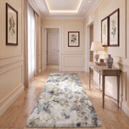 Oxford Homeware Shaggy Rug Anti-Slip Washable Soft Fluffy Living Room And Bedroom Rug (Mottled Light Grey, 80X150Cm) - thumbnail 6