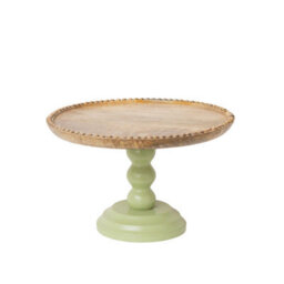 Melody Maison Round Sage Green & Mango Wood Bobble Detail Cake Display Stand - thumbnail 7