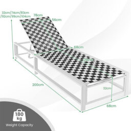 Costway Adjustable Patio Chaise Lounge Outdoor Lounge Chair With Wheels - thumbnail 2