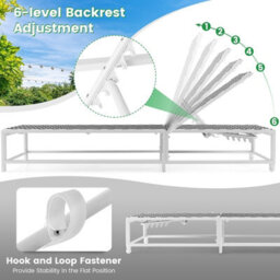 Costway Adjustable Patio Chaise Lounge Outdoor Lounge Chair With Wheels - thumbnail 4