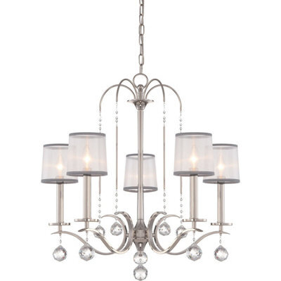 Elegant 5-Bulb Imperial Silver Chandelier Pendant Light With Led E14 Sockets