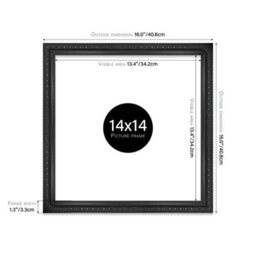 14X14 Black Ornate Picture Frame (35.6 X 35.6Cm) Poster, Photo, Artwork, Gallery Wall Or Print - thumbnail 2
