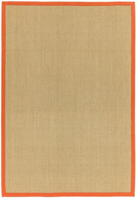 Modern Rug, Plain Rug For Bedroom, & Living Room, Bordered Rug, 4mm Thick Anti-Slip Natural Orange Rug-68 X 300Cm (Runner) - image 1