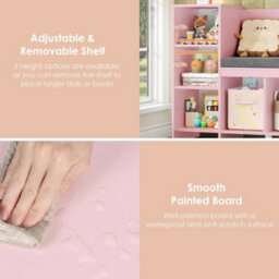 Pink Bookcase, 138.5 Cm Toy Storage Unit With Reading Nook Bench - thumbnail 5