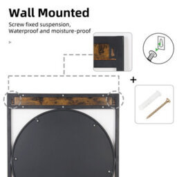 Artloge 63X76Cm Industrial Metal Wood Frame Wall Mirror Bathroom Living Room Decorative Mirror - thumbnail 3