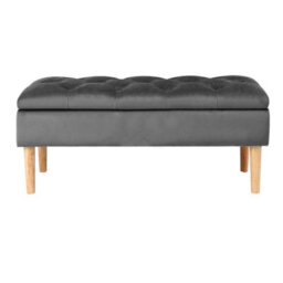Darphe Velvet Storage Bench With Rubber Wooden Leg - thumbnail 2
