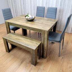 Kosy Koala Modern Rustic Dining Table Set Wooden Table With 4 Grey Chairs And Bench - Dining Furniture Set - thumbnail 9