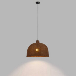 Luminosa Lighting Luminosa Cortic 60Cm Dome Pendant Ceiling Light Black, Natural Rattan E27 15W - thumbnail 3