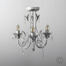 Valuelights Odelia Pair Of Traditional Style Distressed Cream Shabby Chic 3 Way Ceiling Light Chandeliers - thumbnail 3