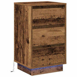 Berkfield Modern Bedside Cabinet With Led Old Wood 39X34.5X65 Cm Engineered Wood - thumbnail 1