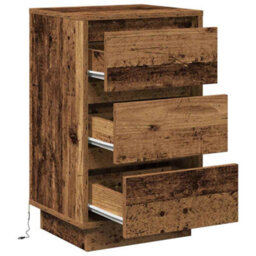 Berkfield Modern Bedside Cabinet With Led Old Wood 39X34.5X65 Cm Engineered Wood - thumbnail 5