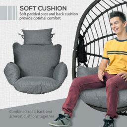 Outsunny Hanging Swing Chair W/ Thick Cushion, Patio Hanging Chair, Grey - thumbnail 6
