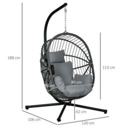 Outsunny Hanging Swing Chair W/ Thick Cushion, Patio Hanging Chair, Grey - thumbnail 3